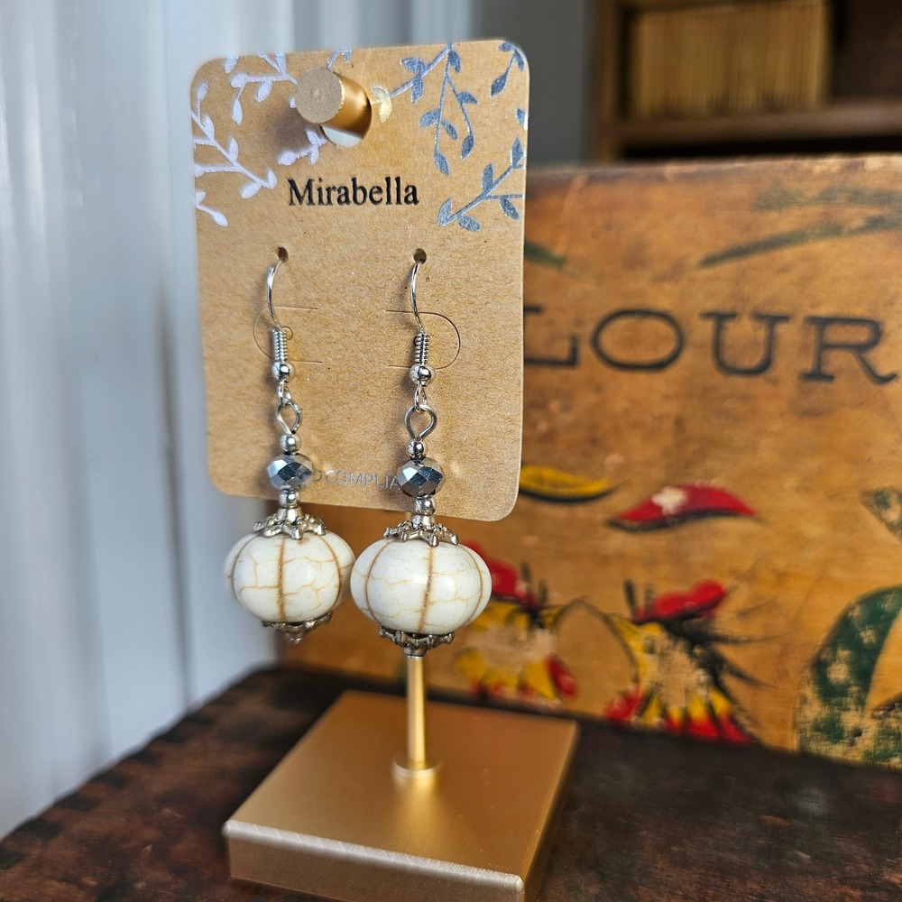 Mirabella White Pumpkin Bead Earrings Women OS Bead Boho